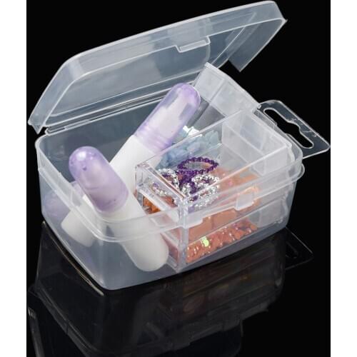 Small Rectangle Transparent Plastic Jewelry Storage Boxes Mini Makeup Case Containers For Diamond Beads Crafts Gift Boxes