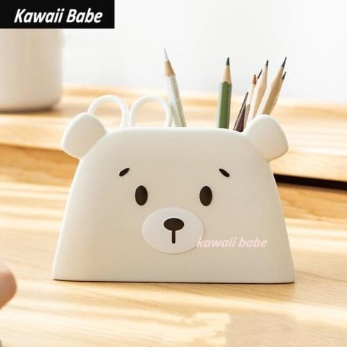 Office Desk Organizer Pen Pencil Holder Cute Desktop Accessories School Stationery Storage Case lyofes Plastic Box for Desk