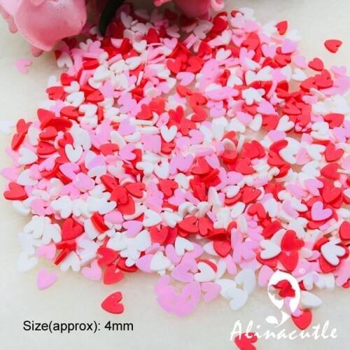 20g 4mm mix color heart Slices For Slime Supplies Nails Art Polymer Clear Clay accessories DIY Sequins scrapbook shakes