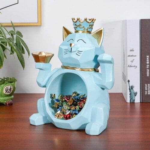 Plutus cat Resin figurines deskt decorations for home anime cartoon Animal lucky cat figurine resin embellishments receive
