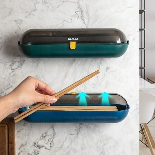 Dustproof Chopstick Basket Drain Chopstick Cage Tube Rack Household Kitchen Wall-mounted Tableware Spoon Storage Box