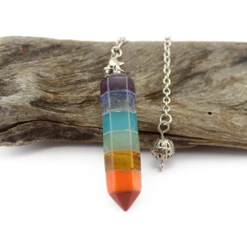 Rainbow Color Natural Gemstone Pendant Charm Bracelet Oranament Gift