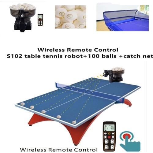 SUZ Table Tennis Robot Gift for child Entertainment Fitness S102 Table Tennis Trainer with net pingpong balls Sports Accessorie