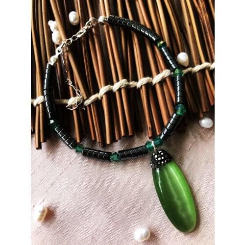 Dr Stone Luxury collection with Cat 'S Eye, Crystal and Hematite Stone 925 Sterling Silver Women Handmade Bracelet LXDR46