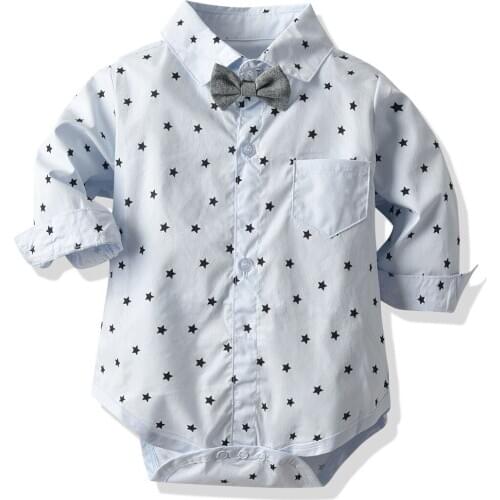 Newborn Boys Shirt Romper One-piece Bodysuit Baby Boy Clothes 100% Cotton Spring Autumn Long Sleeve Infant Toddler Clothing