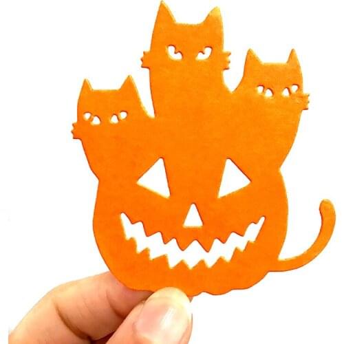 Happy Halloween Pumpkin Cat Metal Cutting Die Stencils for DIY Scrapbooking Album Decorative Embossing Handmade Paper Cards Gift