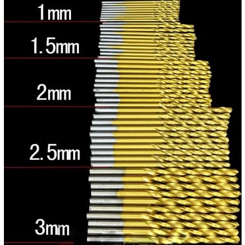 50pcs High Speed Steel Straight Shank Mini Twist Drill Bits Electric Drill Rotary Power Tools 1.0/1.5/2.0/2.5/3.0mm