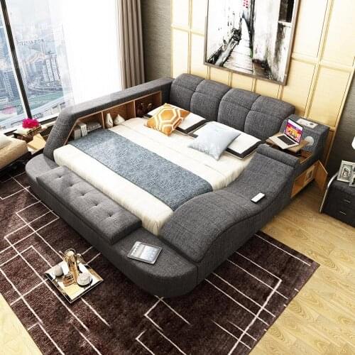 RAMA DYMASTY fabric cloth bed massage Modern Soft Beds Home Bedroom Furniture