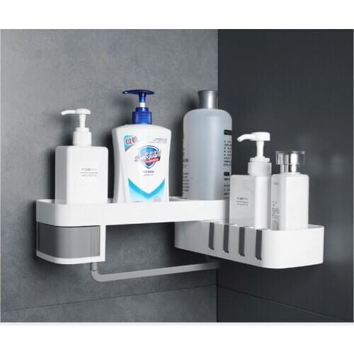 1PC Corner Shower Shelf Bathroom Shampoo Shower Shelf Holder Kitchen Storage Rack Organizer Wall Mounted Shelf Bathroom QA 202