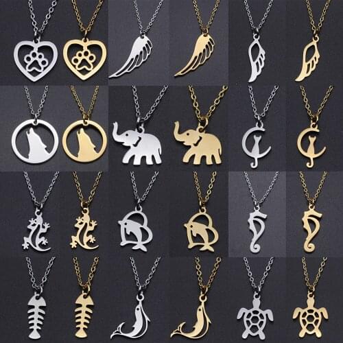Wonlee Winle Stainless Steel Gold Silver Animal Charms Short Pendant Necklaces for Women DIY Full Polished Jewelry Dropshipping