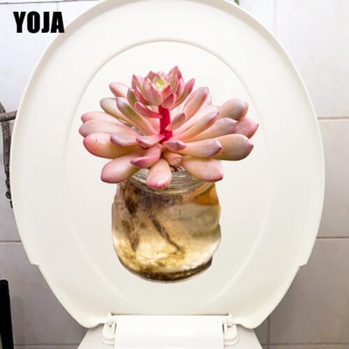 YOJA 19.6X23.6CM Good-Looking Flesh WC Sticker Toilet Cute Plant Kids Room Wall Decor Decal T1-1595