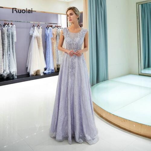 Robe de soiree Elegant Evening Dresses Long 2019 Lace Appliques Beading Sleeveless Evening Gowns for Women Formal Party Dress