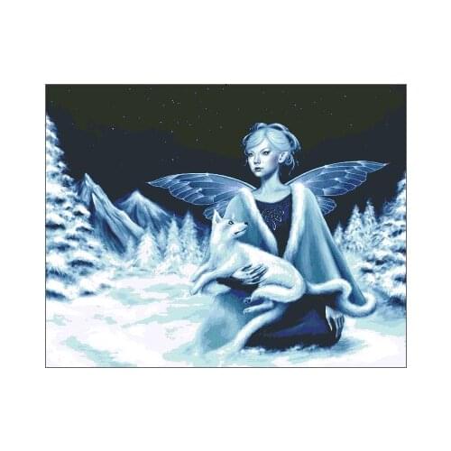 Winter Fairy Girl Cross Stitch Kits Top Quality Embroidery Needlework Sewing Kit 14CT Unprinted DIY Handmade Art Decor
