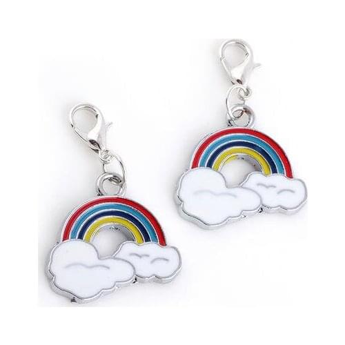 20PCS/lot 21x24mm Alloy Enamel Rainbow Floating Pendant Charms With Lobster Clasp Fit For DIY Locket Bracelet Necklace