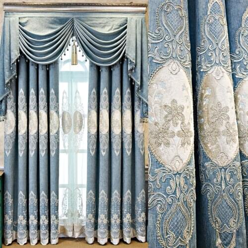 2021 New Thickened European-style Chenille Embroidered Curtains Curtains for Living Dining Room Bedroom Window Curtain