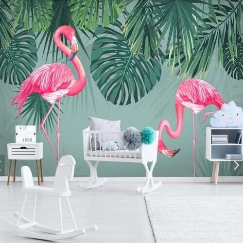 3D Embossed Wall Murals Flamingo paper wallpaper modern wall paper nature for restaurants papel pared tropical phototapete