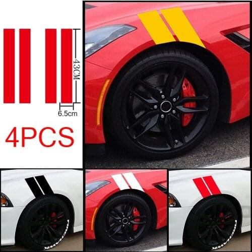 4Pcs Racing Fender Reflective Sticker Waterproof Car Stripe Decal Sticker Auto Body Decoration Stickers