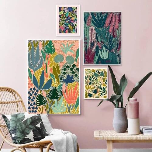 Abstract A Full Garden Plants Wall Art Canvas Painting Leaf Green Picture Posters and Prints Gallery Aisle Unique Home Decor