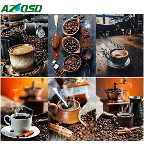 AZQSD Diamond Art Painting Kits Coffee Handicraft 5D Diamond Mosaic Landscape Cross Stitch Full Square Drill Handmade Gift