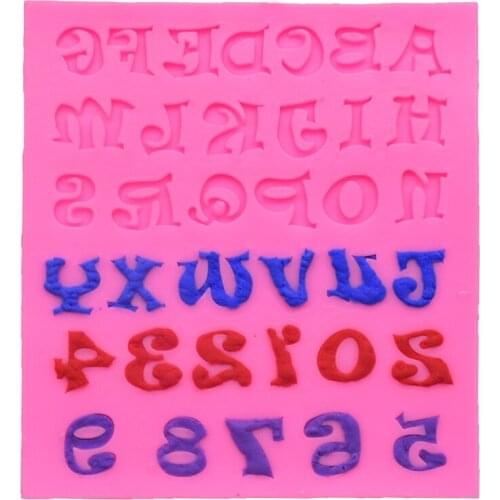 Alphanumeric Fondant Cake Silicone Mold Biscuits Pastry Chocolate Mould Candy Ice Cube Molds Cake Decoration DIY Baking Tools