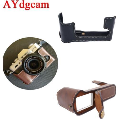 Pu Leather Camera Case For FujiFilm Fuji XT10 X-T10 XT20 XT30 Leather Camera Half Bag Body Set bottom Cover Open battery design