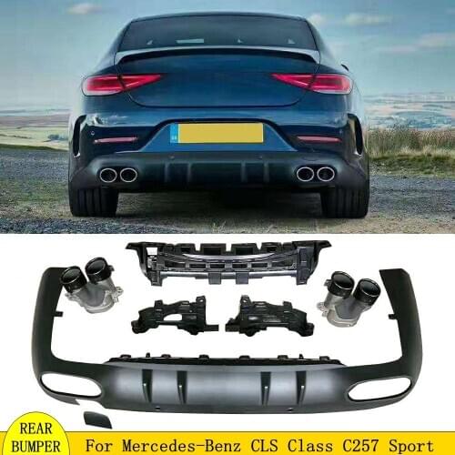 For W257 Diffuser CLS300 CLS500 CLS53 for AMG Car Rear Bumper Diffuser Lip Stainless Steel Exhaust for Mercedes Benz W257 2019