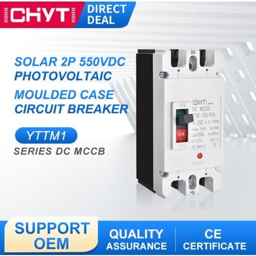 ICHYTI YTTMI-250/PV2 Direct Current Moulded Case Circuit Breaker Switch 2P 550V 160A 200A 250A DC MCCB Solar Battery Main Switch