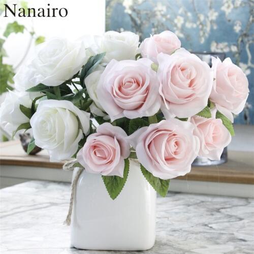 7 Heads/Bunch Artificial Silk French Rose Floral Bouquet Fake Flower For Arrange Table Wedding Home Party Decoration Accessory