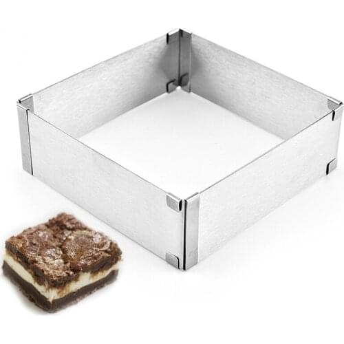 Justdolife Adjustable Stainless Steel Cake Mould Baking Square Form Ring Rectangular Non-Stick Baking Tools Silicone Bread Mold