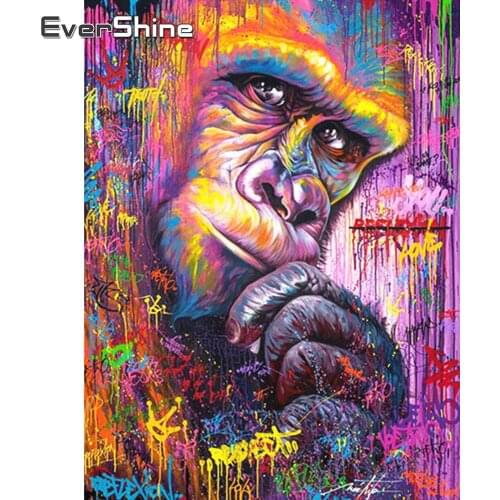 EverShine Full Drill Square Diamond Painting Animal Diamond Embroidery Orangutan Picture Rhinestones Mosaic DIY Handicraft