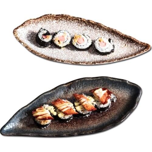 Japanese-style special-shaped ceramic plates western tableware, household plates sushi restaurants long fish plates baking trays