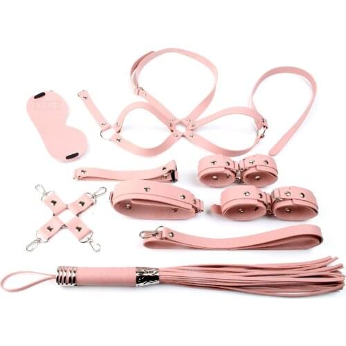 TOUGHAGE Bed Restraint Kit 10 Pieces Set Real Leather Fetish Sex Bondage Restraint Slaves Adult Games Erotic Toys For Couples