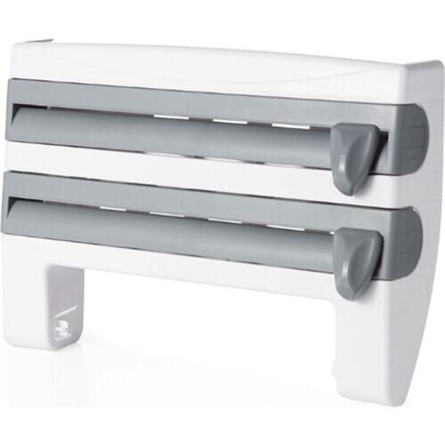 Kitchen Sauce Bottle Storage Rack Multifunctional Cling Film Foil Cutter Home Kitchen Tool Rack Grey