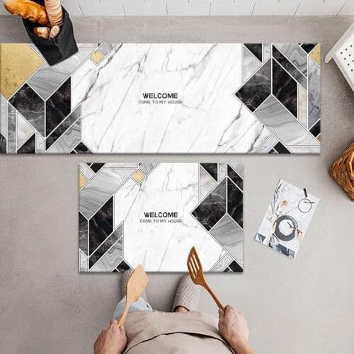 Abstract Geometric Print Kitchen Mat Non-Slip Long Bedside Rug Entrance Doormat Prayer Carpet Living Room Corridor Area Rug