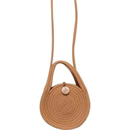 Plaited Small Bags Handbag Shoulder Bags Portable Handle Bucket Decorative Round