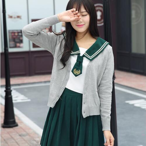 2019 College Style Sailor Clothes Japanese Korean Sweet Student Two-piece Suit Cosplay Costume Student School Uniform C38180AD
