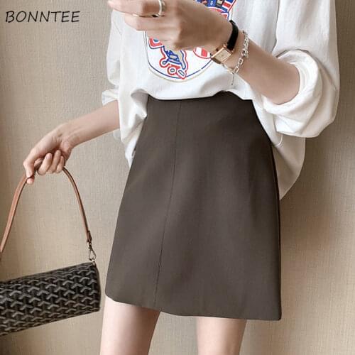 Mini Skirts Women A-line Solid Plus Size Summer Casual Office Ladies High Waist New All-match Fashion Korean Style Elegant Chic