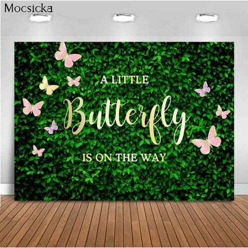 Mocsicka Baby Shower Background Green Jungle Butterfly Decoration Style Child Portrait Photo Background Photography Studio
