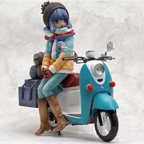 1/10 Scale Model Resin Figure Kit Unpainted Shima Rin with Motorcycle Self-Assembled Model Kit Colorless Anime Figure No.29