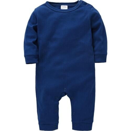 Honeyzone Fashion Newborn Clothes Baby Boys Clothes Navy Twins Warm Jumpsuit Solid Color Bebe Fille Vetements 100%Cotton