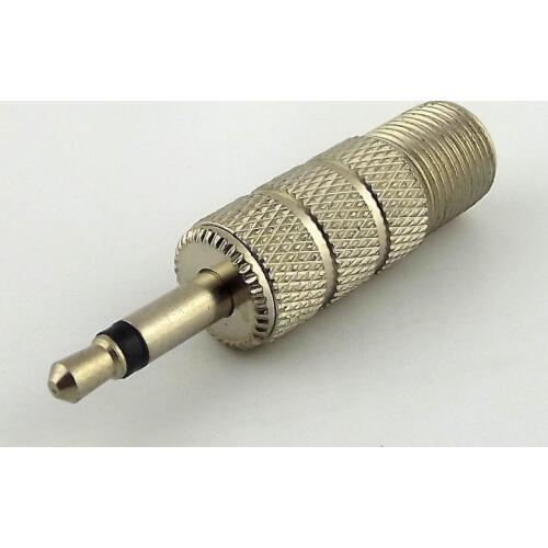 5pcs 3.5mm 1/8" Mono Male Plug To F Female Jack Coaxial Coax Audio Adapter Connector Nickel plated