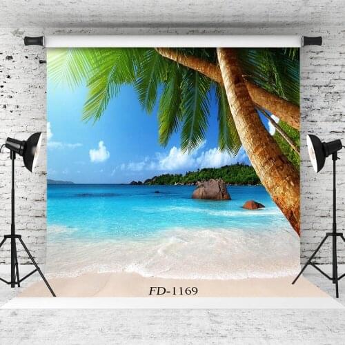 Sea Beach Photography Background Palm Tree Backdrops for Photograph Accessories Child Baby Vinyl Cloth Backdrop Photo Shoot