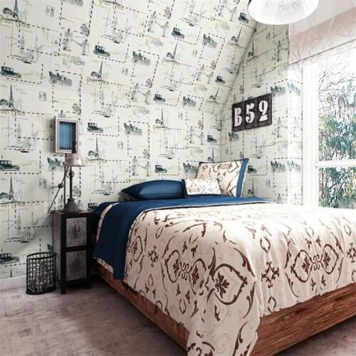 Beibehang Fashion english wind cartoon plain paper wallpaper children room kids room bedroom TV background wallpaper