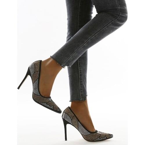 Charming Women Dress Sandals Elegant Wedding Party Rhinestones Thin Stilettos High Heel Shoes Spring Summer Autumn Ladies Female