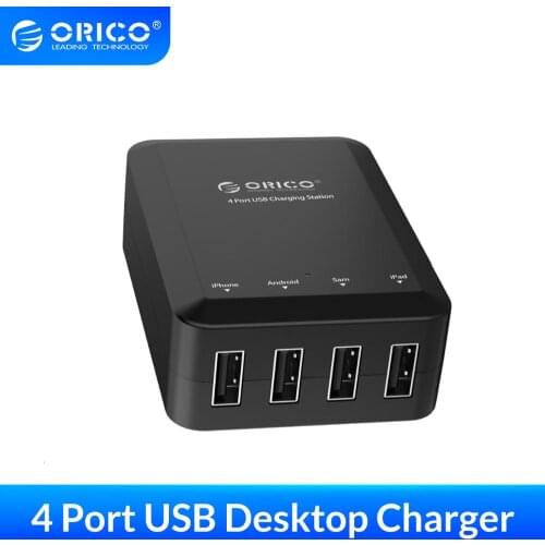 ORICO 4 Port USB Travel Charger Max 5V4A Output Portable US Plug Wall USB Charger