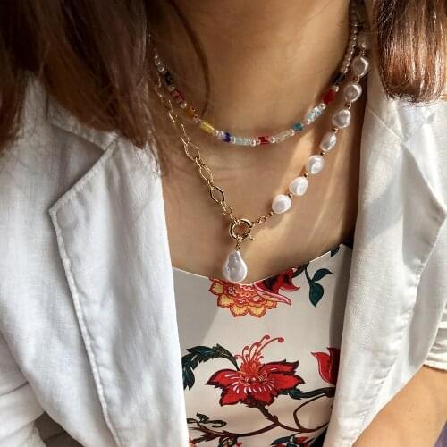 TAUAM 2021 New Colorful Transparent Acrylic Round bead Flowers Pendant Necklace for Women Man Vacation Couple Jewelry