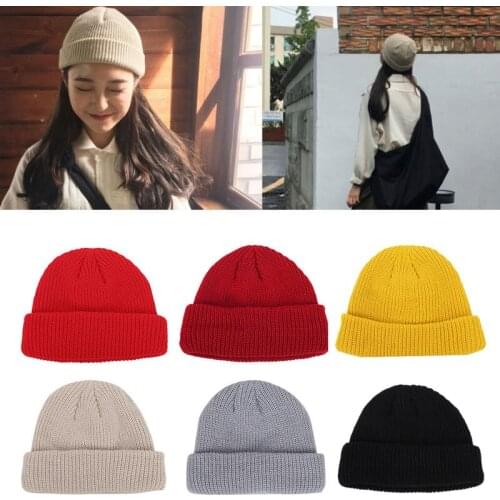 New Cold Beanie Hat Men and Women Fall and Winter Solid Color Wild Hip-hop Hats Knitted Wool Cap Pullover Ski Caps