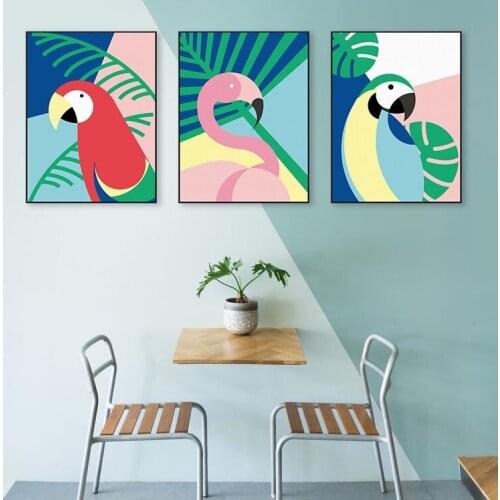 Nordic INS Animal Flamingo Living Room Entrance Decoration Poster Canvas Painting Wall Pictures for Living Room Animal Print
