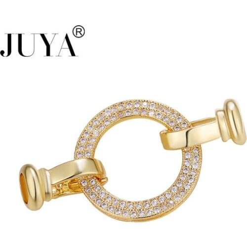 JUYA DIY Fastener Spiral Clasps For Jewelry Making Cubic Zirconia Charm Hooks Connectors Handmade Jewelry Finding Accessories