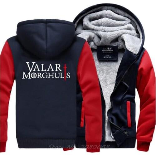 Valar Morghulis Hoodie Men New Fashion Winter Warm Fleece Zipper Sweatshirt Thick Hoodies Fashion Tracksuit